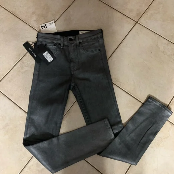 rag & bone high rise ankle skinny jeans in Gunmetal. Size 24. NWT - Picture 5 of 16